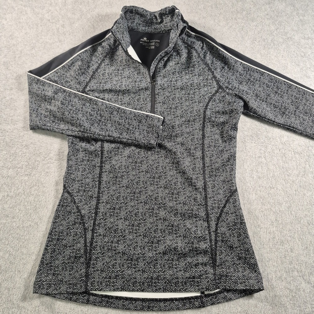 Peter Millar Womens Small Quarter Zip Pullover Long Sleeve Golf Herringbone